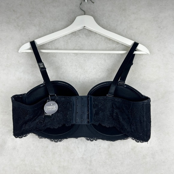 Torrid Bra‎ Womens 40C Curve Bombshell Everyday Strapless Black Lace Convertible - Picture 6 of 13